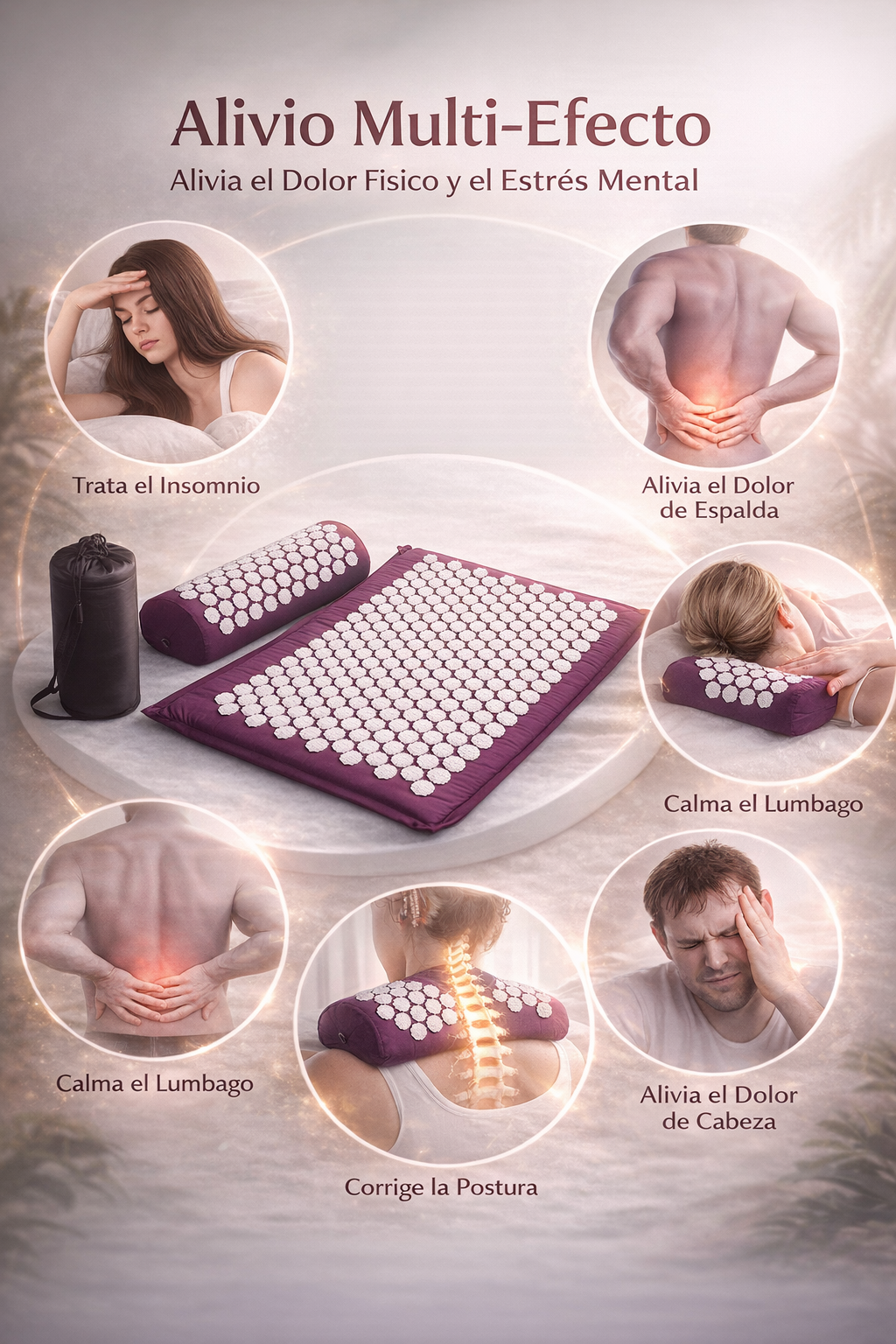 Alfombrilla de Acupresión + Almohada – Alivio del Dolor