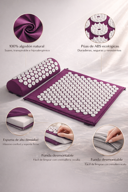 Alfombrilla de Acupresión + Almohada – Alivio del Dolor